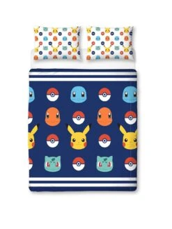 Pokemon Badges Double Duvet Cover Set - Multi -Oleu Furniture Shop UL39V SQ2 0000000029 MULTI SLf