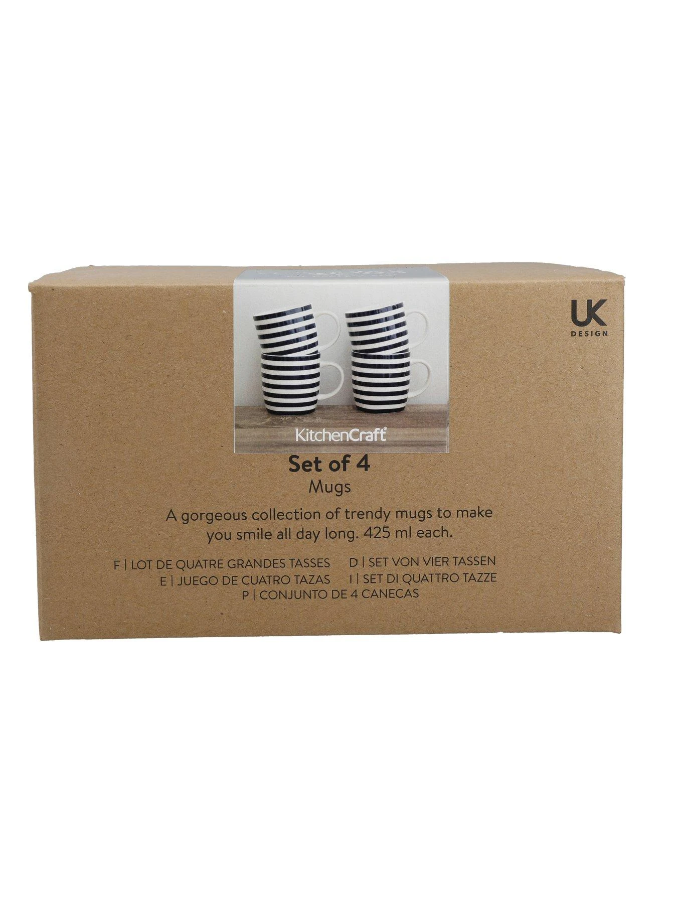 KitchenCraft Nautical Stripe Set Of 4 Barrel Mugs 4 KitchenCraft Nautical Stripe Set Of 4 Barrel Mugs - Image 2