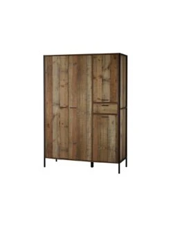 LPD Furniture Hoxton 4 Door, 1 Drawer Wardrobe -Oleu Furniture Shop UM3A3 SQ4 0000004181 OAK BLACK SLd