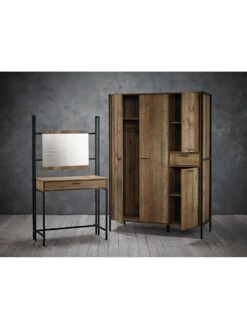 LPD Furniture Hoxton 4 Door, 1 Drawer Wardrobe -Oleu Furniture Shop UM3A3 SQ6 0000004181 OAK BLACK SLd2
