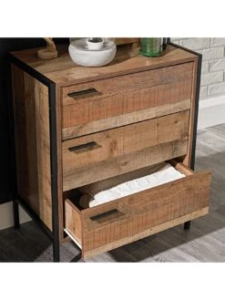 LPD Furniture Hoxton 3 Drawer Chest -Oleu Furniture Shop UM3AE SQ5 0000004181 OAK BLACK SLd1