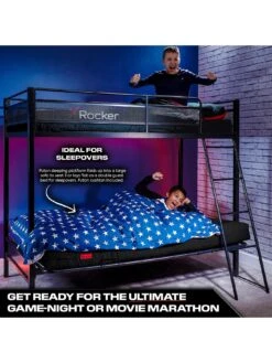 X Rocker Stronghold - Bed Frame With Double Futon Chair -Oleu Furniture Shop UNNN3 SQ3 0000000004 BLACK SLd
