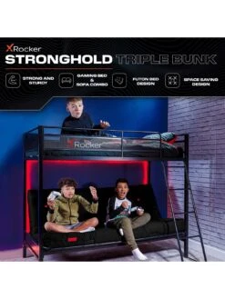 X Rocker Stronghold - Bed Frame With Double Futon Chair -Oleu Furniture Shop UNNN3 SQ5 0000000004 BLACK SLd2