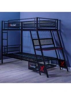 X Rocker Armada Dual Bunk Bed With Gaming Desk -Oleu Furniture Shop UNNVC SQ7 0000000004 BLACK DGy