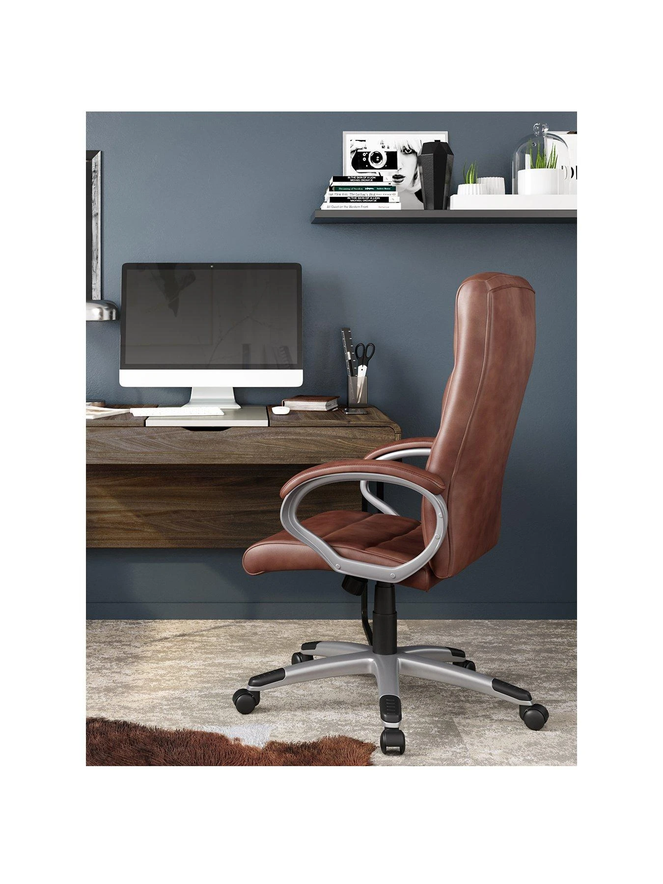 Alphason Hampton Leather Office Chair - Brown 4 Alphason Hampton Leather Office Chair - Brown - Image 2