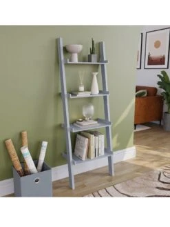 Vida Designs York 4 Tier Ladder Bookcase - Grey