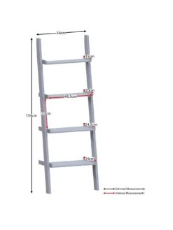 Vida Designs York 4 Tier Ladder Bookcase - Grey -Oleu Furniture Shop UR58W SQ7 0000000005 GREY DGy