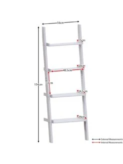 Vida Designs York 4 Tier Ladder Bookcase - White -Oleu Furniture Shop UR5BE SQ7 0000000013 WHITE DGy
