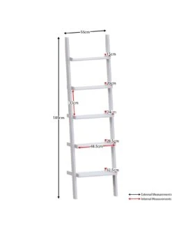 Vida Designs York 5 Tier Ladder Bookcase - White -Oleu Furniture Shop UR5BF SQ7 0000000013 WHITE DGy