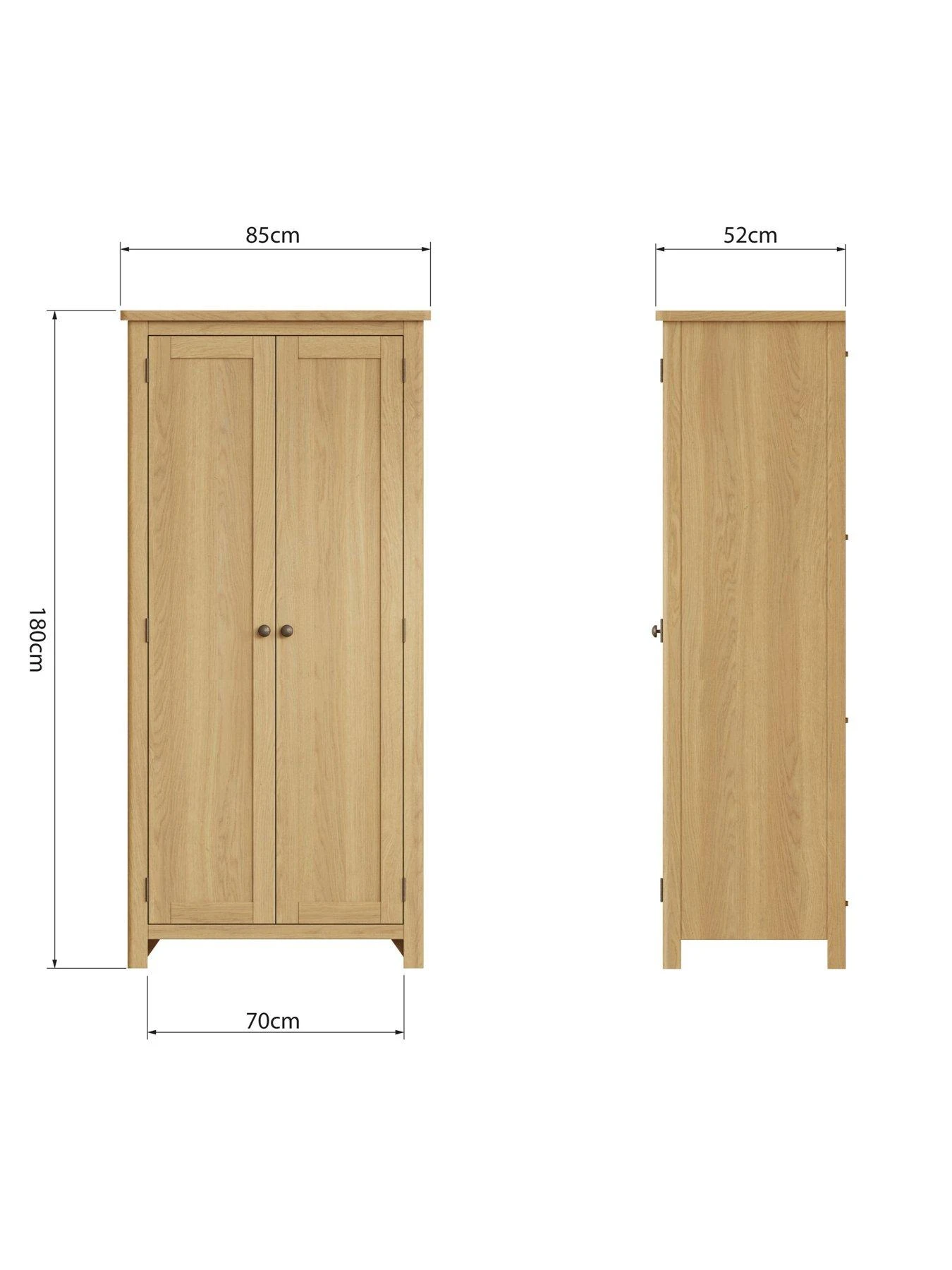 K-Interiors Shelton Part Assembled Solid Wood 2 Door Wardrobe - Rustic Oak 8 K-Interiors Shelton Part Assembled Solid Wood 2 Door Wardrobe - Rustic Oak - Image 6