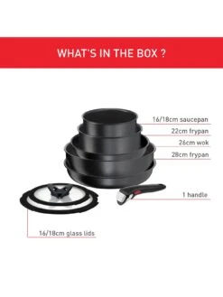 Tefal Ingenio Daily Chef 8pc Removable Handle, Stackable Induction Pan Set L7629242 -Oleu Furniture Shop UR8NP SQ2 0000000004 BLACK SLd