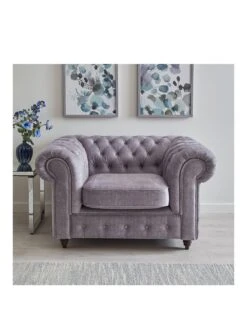 Very Home Laura Chesterfield Fabric Armchair - Grey - FSC® Certified