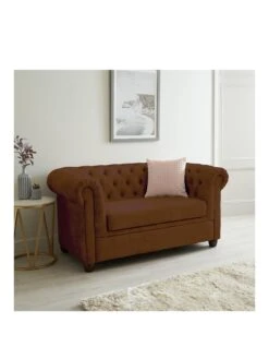 Very Home Chester Chesterfield Leather Look 2 Seater Sofa - ChocolateĀ - FSCĀ® Certified