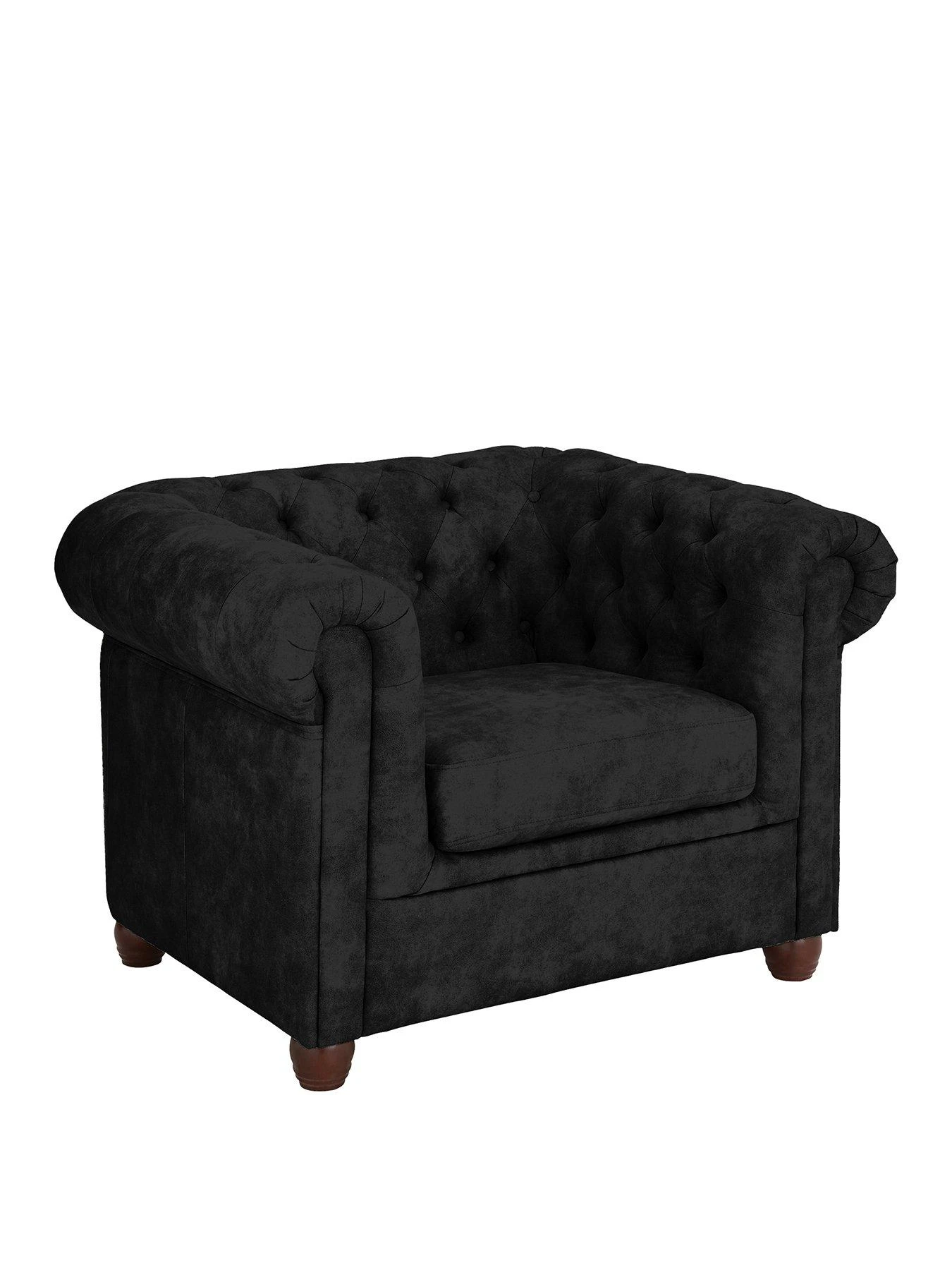 Very Home Chester Chesterfield Leather Look Armchair - Black - FSC® Certified 5 Very Home Chester Chesterfield Leather Look Armchair - Black - FSC® Certified - Image 3