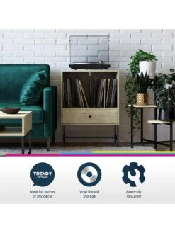 Queer Eye Tamlin Record Stand -Oleu Furniture Shop UTFC7 SQ6 0000000006 OAK RSr1