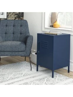 Queer Eye Bradford Metal Locker End Table - Navy 12 Queer Eye Bradford Metal Locker End Table - Navy -Oleu Furniture Shop UTFET SQ5 0000000048 NAVY SLd2