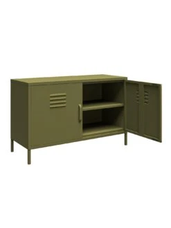 Queer Eye Bradford 2 Door Metal Accent Cabinet - Green -Oleu Furniture Shop UTFF3 SQ3 0000000047 GREEN SLd