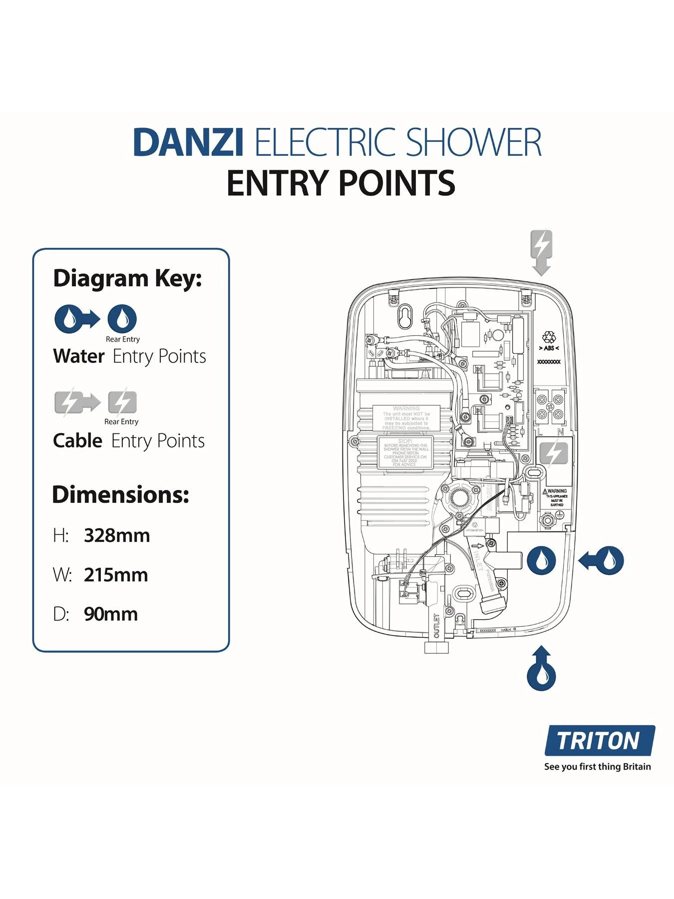 Triton Danzi 10.5kW Electric Shower - White 8 Triton Danzi 10.5kW Electric Shower - White - Image 6