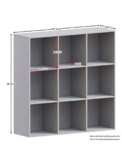 Vida Designs Durham 3 x 3 Cube Storage Unit - Grey -Oleu Furniture Shop UVJ65 SQ7 0000000005 GREY DGy