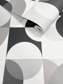 Catherine Lansfield Sirkel Wallpaper -Oleu Furniture Shop UVLMD SQ3 0000000830 MONOCHROME SLd1