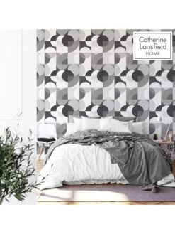 Catherine Lansfield Sirkel Wallpaper -Oleu Furniture Shop UVLMD SQ5 0000000830 MONOCHROME RSr
