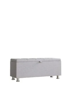 Vida Designs Valencia Fabric Storage Ottoman - Light Grey