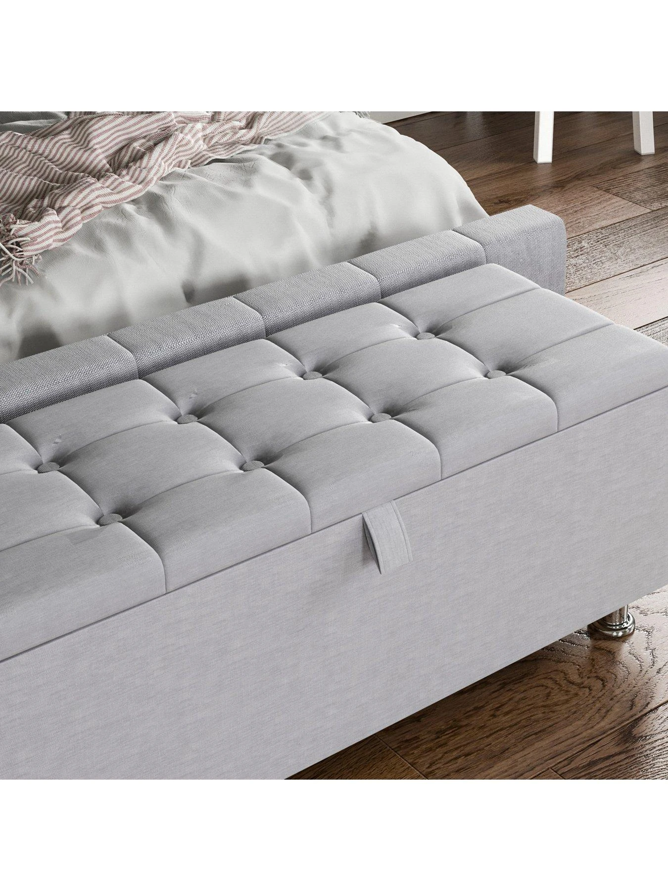 Vida Designs Valencia Fabric Storage Ottoman - Light Grey 7 Vida Designs Valencia Fabric Storage Ottoman - Light Grey - Image 5