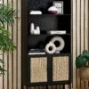 Julian Bowen Padstow Tall Storage Bookcase - Black -Oleu Furniture Shop UX3MW SQ1 0000000004 BLACK RSr