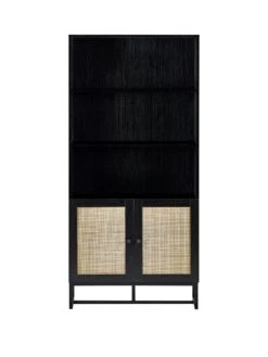 Julian Bowen Padstow Tall Storage Bookcase - Black 7 Julian Bowen Padstow Tall Storage Bookcase - Black -Oleu Furniture Shop UX3MW SQ2 0000000004 BLACK SLf