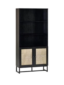 Julian Bowen Padstow Tall Storage Bookcase - Black 8 Julian Bowen Padstow Tall Storage Bookcase - Black -Oleu Furniture Shop UX3MW SQ3 0000000004 BLACK SLa