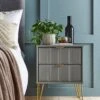 SWIFT Cube Ready Assembled 2 Drawer Bedside Chest - FSC® Certified -Oleu Furniture Shop UY6HN SQ1 0000000005 GREY SLf