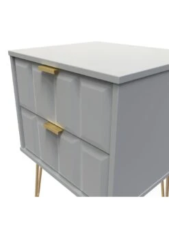 SWIFT Cube Ready Assembled 2 Drawer Bedside Chest - FSC® Certified -Oleu Furniture Shop UY6HN SQ5 0000000005 GREY SLd1