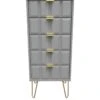 SWIFT Cube Ready Assembled 5 Drawer Tall Boy - FSC® Certified -Oleu Furniture Shop UY6HQ SQ1 0000000005 GREY SLf
