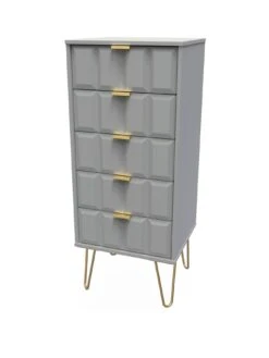 SWIFT Cube Ready Assembled 5 Drawer Tall Boy - FSC® Certified 12 SWIFT Cube Ready Assembled 5 Drawer Tall Boy - FSC® Certified -Oleu Furniture Shop UY6HQ SQ3 0000000005 GREY SLa