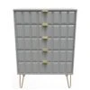 SWIFT Cube Ready Assembled 5 Drawer Chest - FSC® Certified -Oleu Furniture Shop UY6HR SQ1 0000000005 GREY SLf