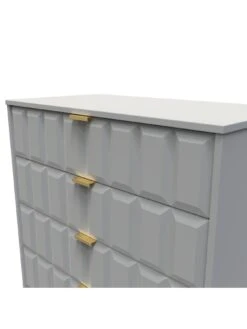 SWIFT Cube Ready Assembled 5 Drawer Chest - FSC® Certified -Oleu Furniture Shop UY6HR SQ5 0000000005 GREY SLd1