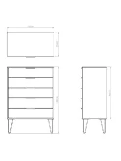 SWIFT Cube Ready Assembled 5 Drawer Chest - FSC® Certified -Oleu Furniture Shop UY6HR SQ7 0000000005 GREY DGy