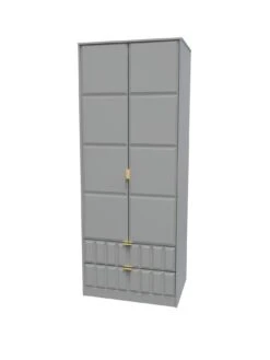 SWIFT Cube Ready Assembled 2 Door, 2 Drawer Wardrobe - FSC® Certified -Oleu Furniture Shop UY6HU SQ3 0000000005 GREY SLa