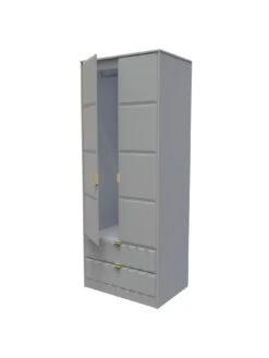 SWIFT Cube Ready Assembled 2 Door, 2 Drawer Wardrobe - FSC® Certified -Oleu Furniture Shop UY6HU SQ6 0000000005 GREY SLd2