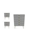 SWIFT Cube 3 Piece Ready Assembled Package - 5 Drawer Chest And 2 Bedside Chests - FSC® Certified -Oleu Furniture Shop UY6HV SQ1 0000000005 GREY SLf