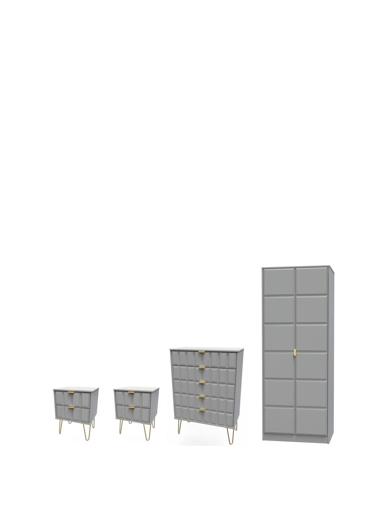 SWIFT Cube 4 Piece Ready Assembled Package - 2 Door Wardrobe, 5 Drawer Chest And 2 Bedside Chests - FSC® Certified 5 SWIFT Cube 4 Piece Ready Assembled Package - 2 Door Wardrobe, 5 Drawer Chest And 2 Bedside Chests - FSC® Certified - Image 3