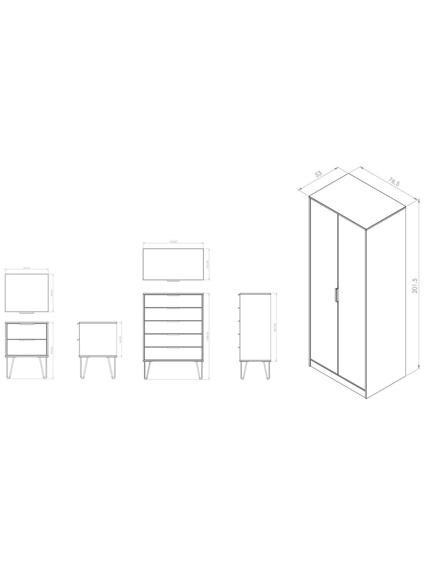 SWIFT Cube 4 Piece Ready Assembled Package - 2 Door Wardrobe, 5 Drawer Chest And 2 Bedside Chests - FSC® Certified 9 SWIFT Cube 4 Piece Ready Assembled Package - 2 Door Wardrobe, 5 Drawer Chest And 2 Bedside Chests - FSC® Certified - Image 7