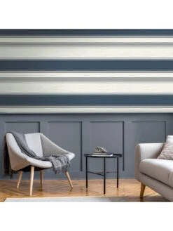 Crown Synergy Stripe Sidewall Wallpaper -Oleu Furniture Shop UZVE2 SQ4 0000000048 NAVY SLd2