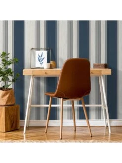 Crown Synergy Stripe Sidewall Wallpaper -Oleu Furniture Shop UZVE2 SQ5 0000000048 NAVY RSr