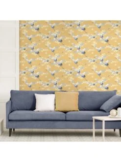 Crown Cranes Wallpaper -Oleu Furniture Shop UZVEE SQ3 0000000318 MUSTARD SLd1