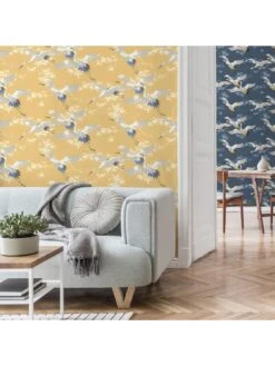 Crown Cranes Wallpaper -Oleu Furniture Shop UZVEE SQ4 0000000318 MUSTARD SLd2