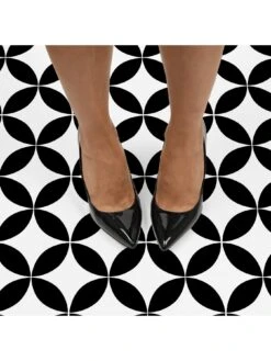 Floor Pops Pack Of 10 Starlight Peel & Stick Floor Tiles -Oleu Furniture Shop UZVG4 SQ3 0000000019 BLACK WHITE SLd