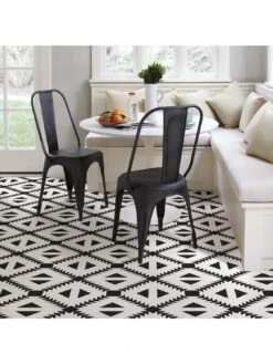Floor Pops Pack Of 10 Parla Peel & Stick Floor Tiles -Oleu Furniture Shop UZVG9 SQ3 0000000019 BLACK WHITE SLd