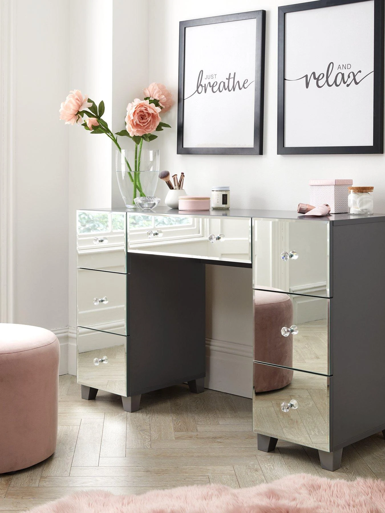 Very Home Bellagio 7 Drawer Dressing Table With Mirrored Fronts - Grey Or White - FSC® Certified 3 Very Home Bellagio 7 Drawer Dressing Table With Mirrored Fronts - Grey Or White - FSC® Certified