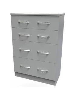 SWIFT Elton Ready Assembled 4 Drawer Deep Chest - FSC® Certified -Oleu Furniture Shop V7QNB SQ3 0000000005 GREY SLa